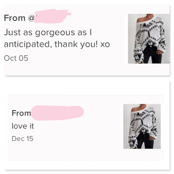 Geometric Aztec Printed White Black Sweater V-Neck Oversized Knit - Picture 8 of 9